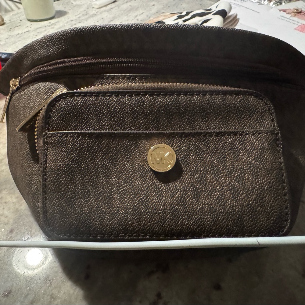 Michael Kors Brown Logo Front-Zip Crossbody Belt Bag